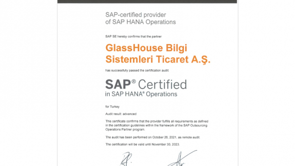 SAP sertifikasyon denetimini başarılı bir şekilde tamamladık